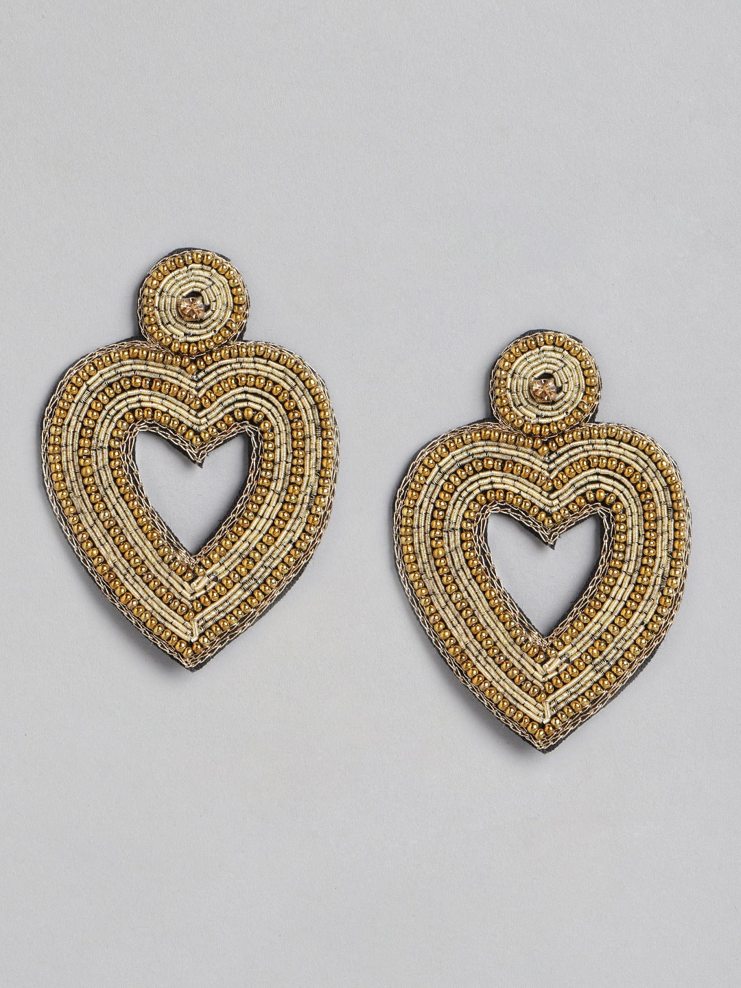 Blueberry golden beads emebllished heart shape drop earring