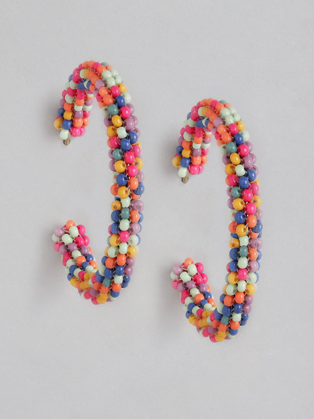 Blueberry multi beads embellished hoop earring