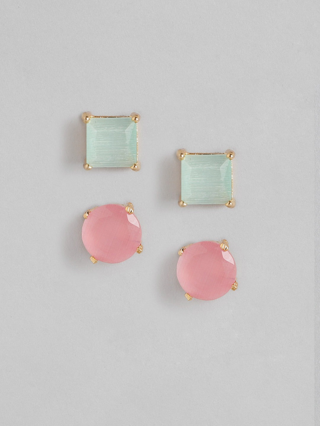 Blueberry set of 2 pink and mint stone stud earring