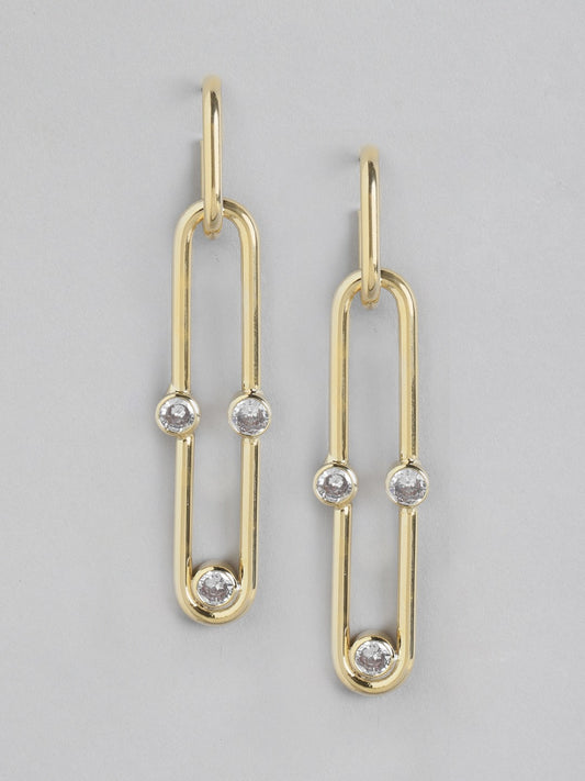 Blueberry gold plated stone embellished drop earring