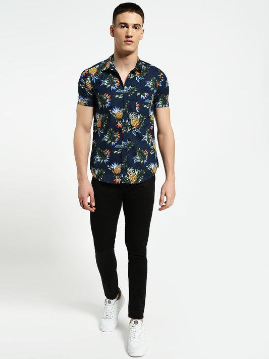 Lazy panda  tropical pineapple print shirt