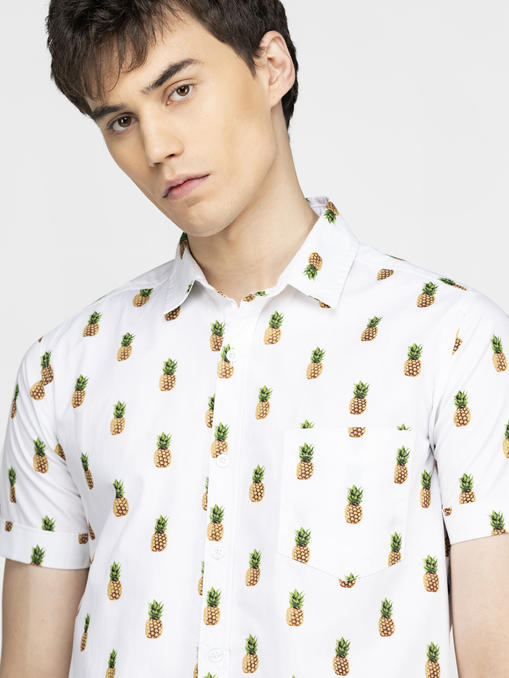 Pineapple printed off white shirt