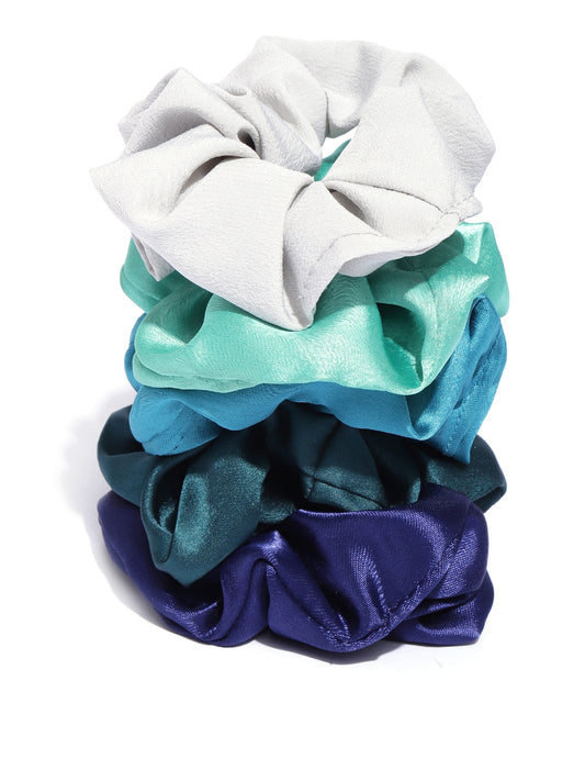 Blueberry set of 5 multi colour scrunchies