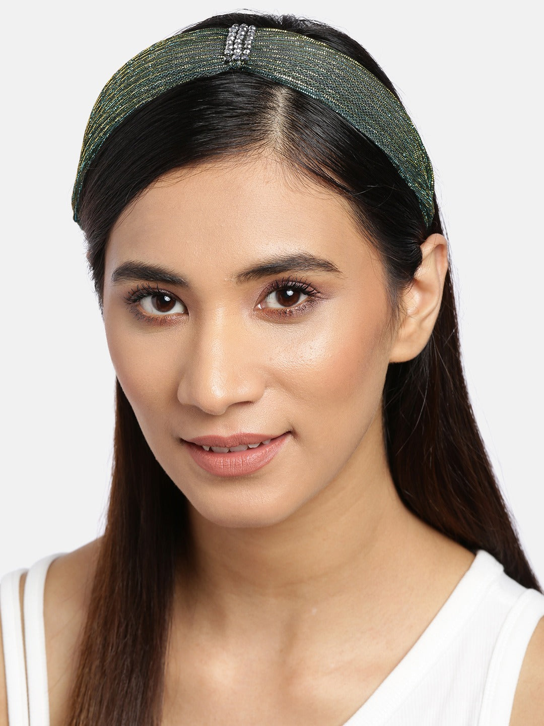 Blueberry green simar fabric beaded hair band