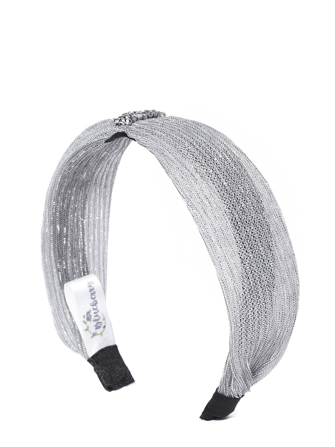 Blueberry silver simar fabric beaded hair band