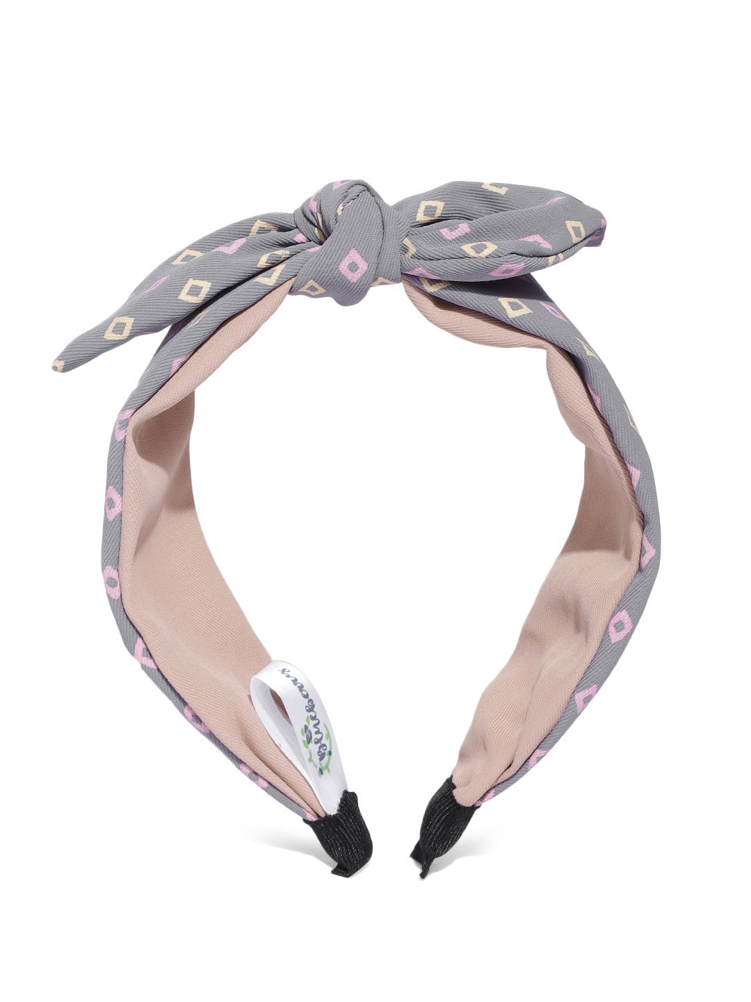 Blueberry grey printed knoted hairband