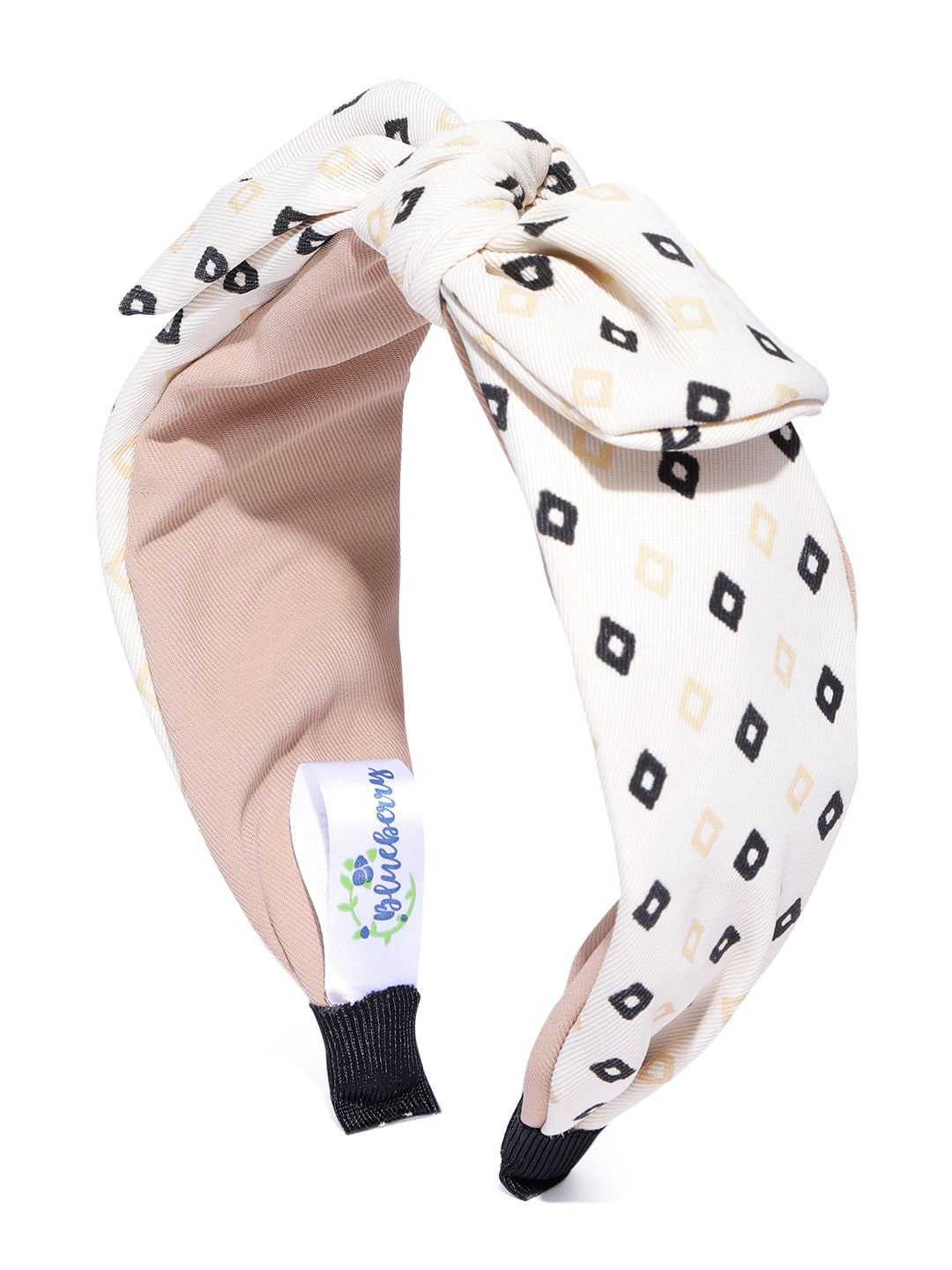 Blueberry offwhite printed knot hairband