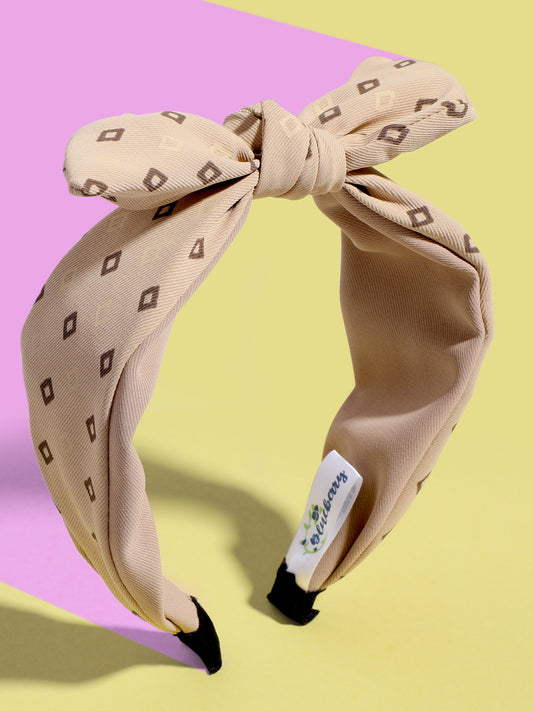 Blueberry beige printed knot hairband