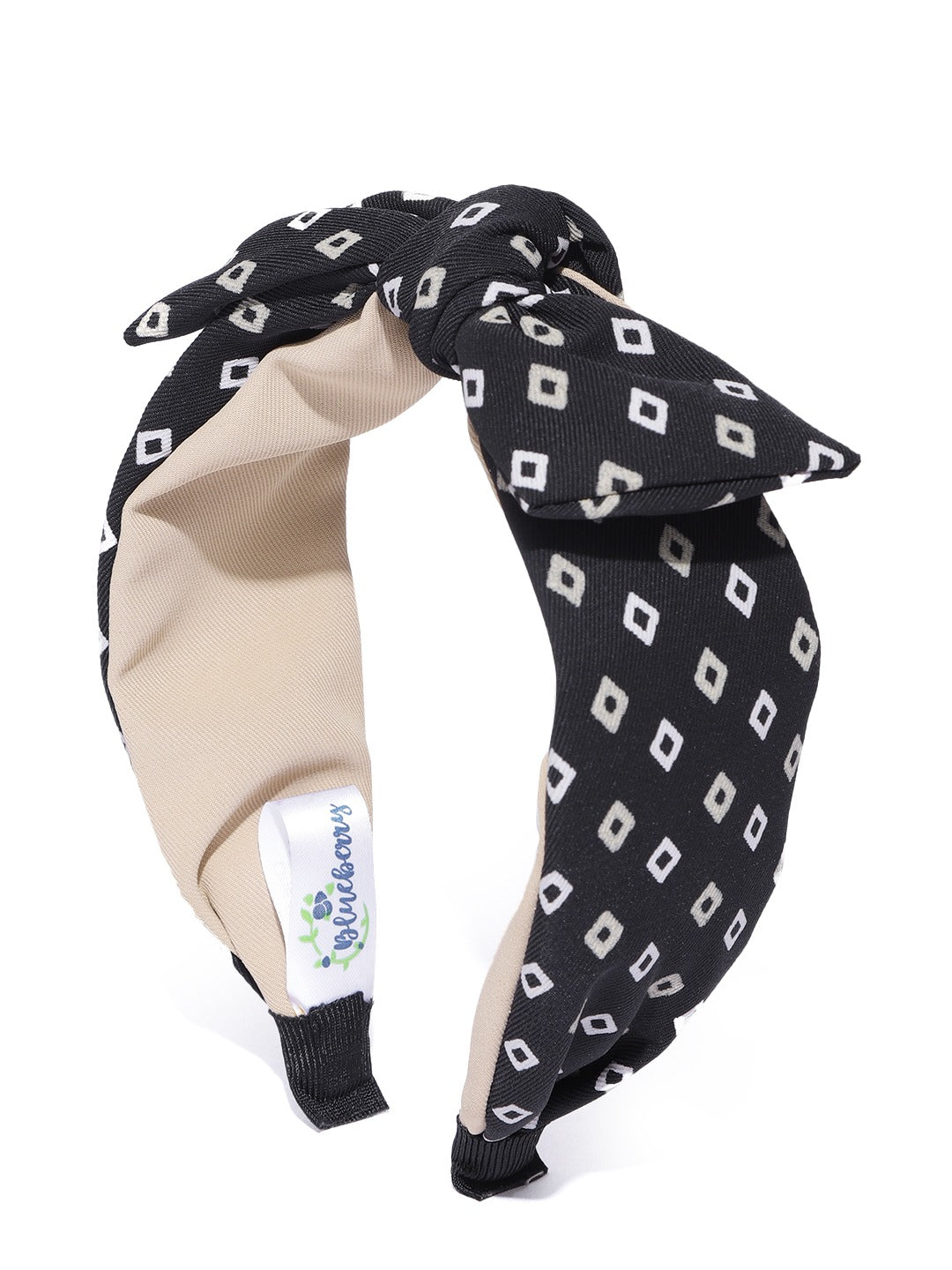 Blueberry black printed knot hairband