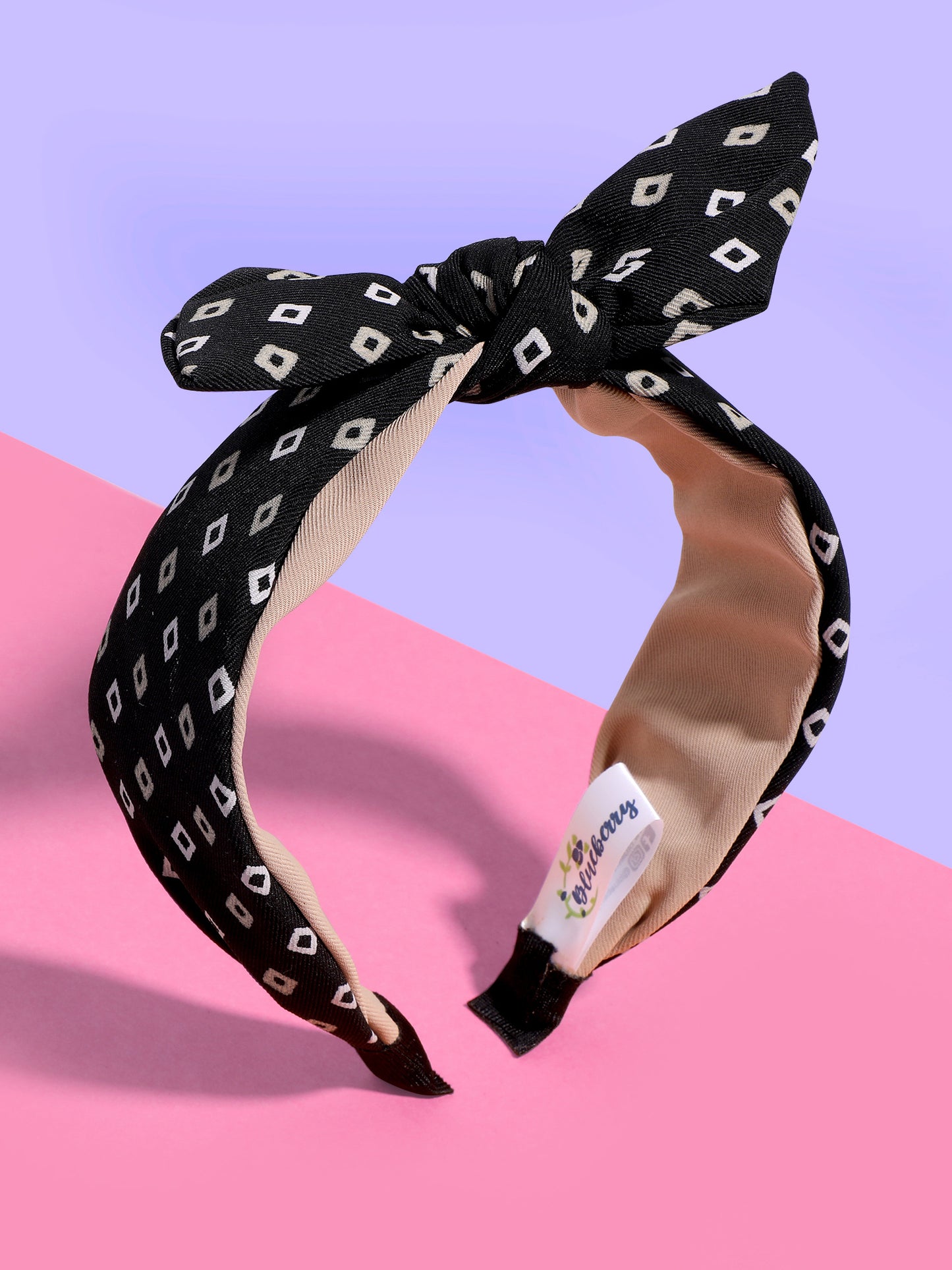 Blueberry black printed knot hairband