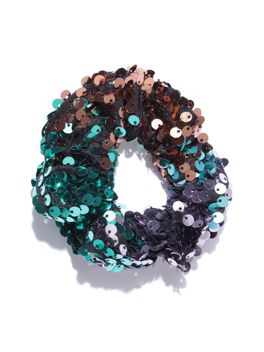 Blueberry Multi sequin embellished scrunchies