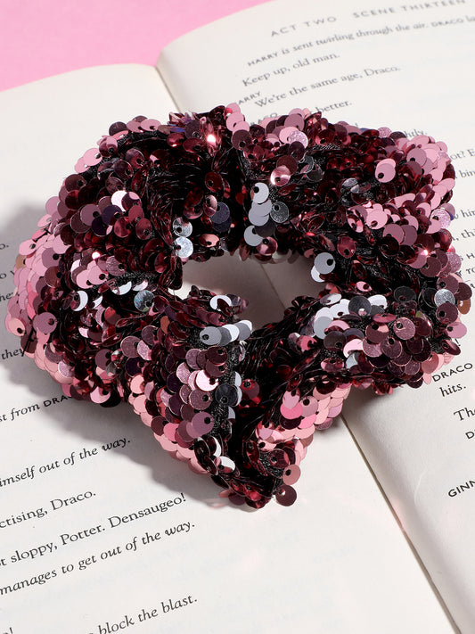 Blueberry Peach sequin embellished scrunchies