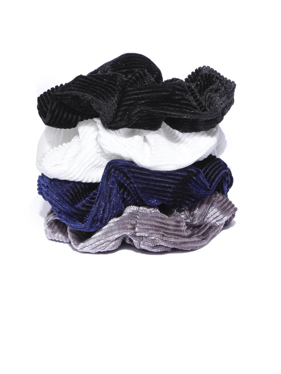 Blueberry set of 4 multi color stripe velvet scrunchies