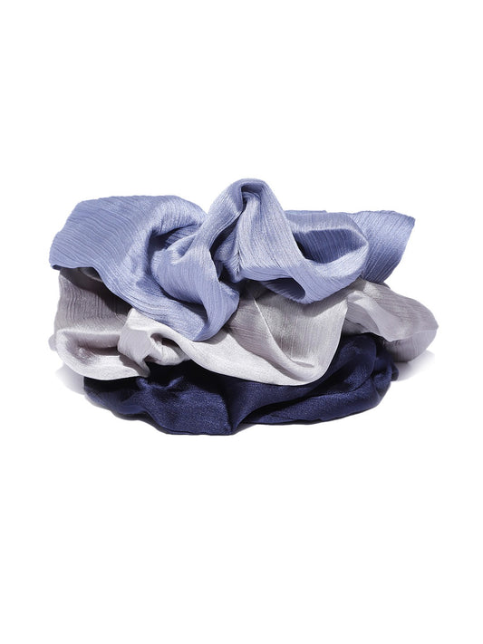 Blueberry set of 3 multi color satin scrunchies