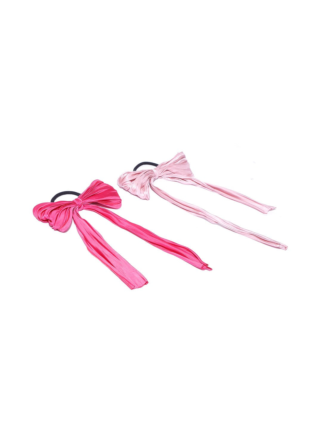 Blueberry set of 2 pink and peach satin knoted scrunchies