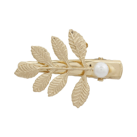 Blueberry leaf shaped gold hair clip