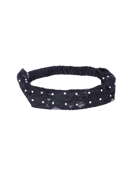 Blueberry black floral lace hair band