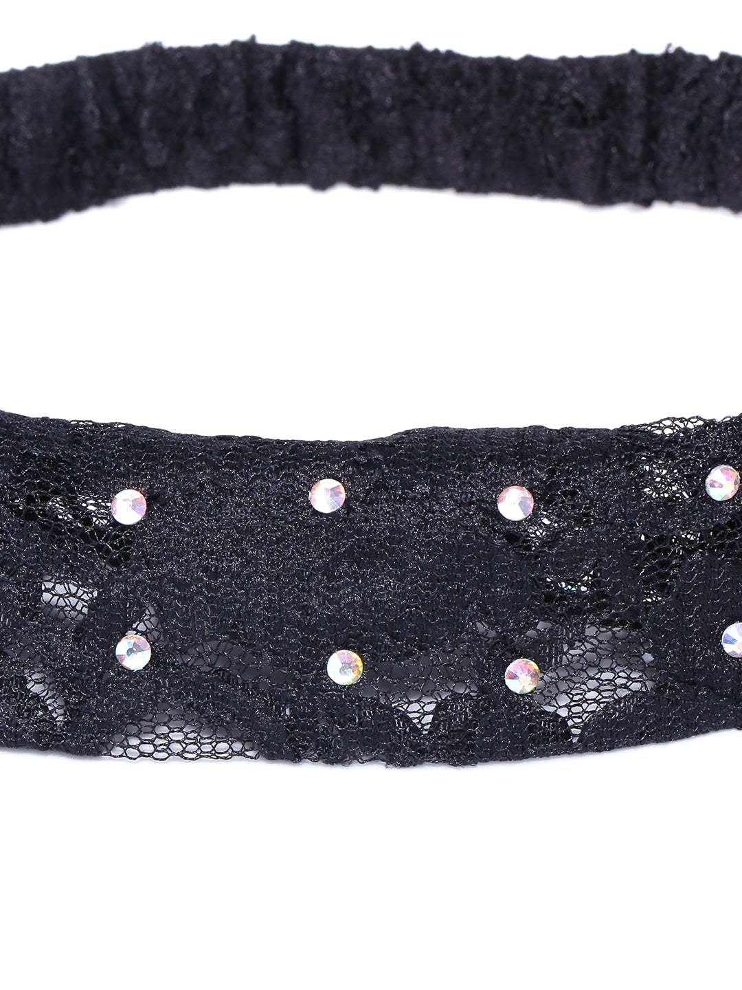 Blueberry black floral lace hair band