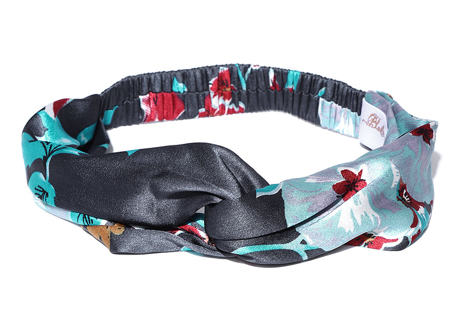 Blueberry multi coloured printes satin hairband