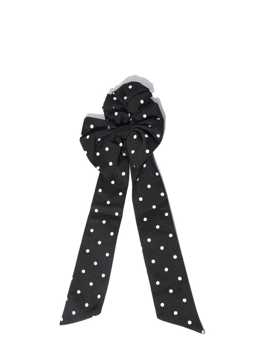 Blueberry white printed dotted ponytail holder