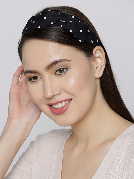 Blueberry white dotted printed black hairband