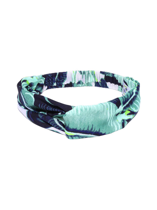 Blueberry green printed knot detailing hair band