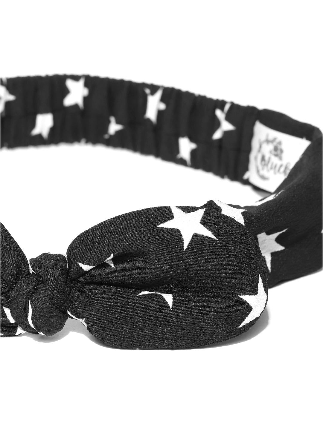 Blueberry black colour star print bunny knot detailing hair band