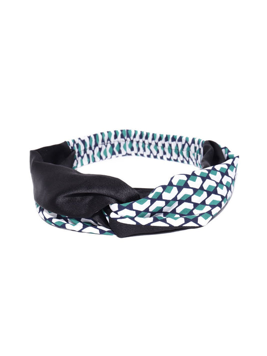Blueberry multi color printed knot detailing hair band