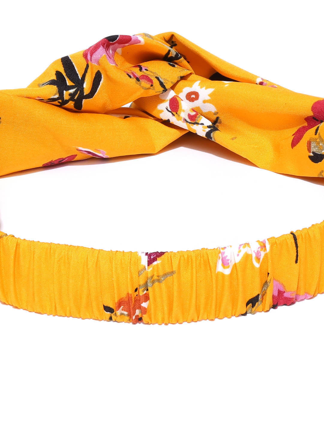 Blueberry yellow color floral printed knotted hairband