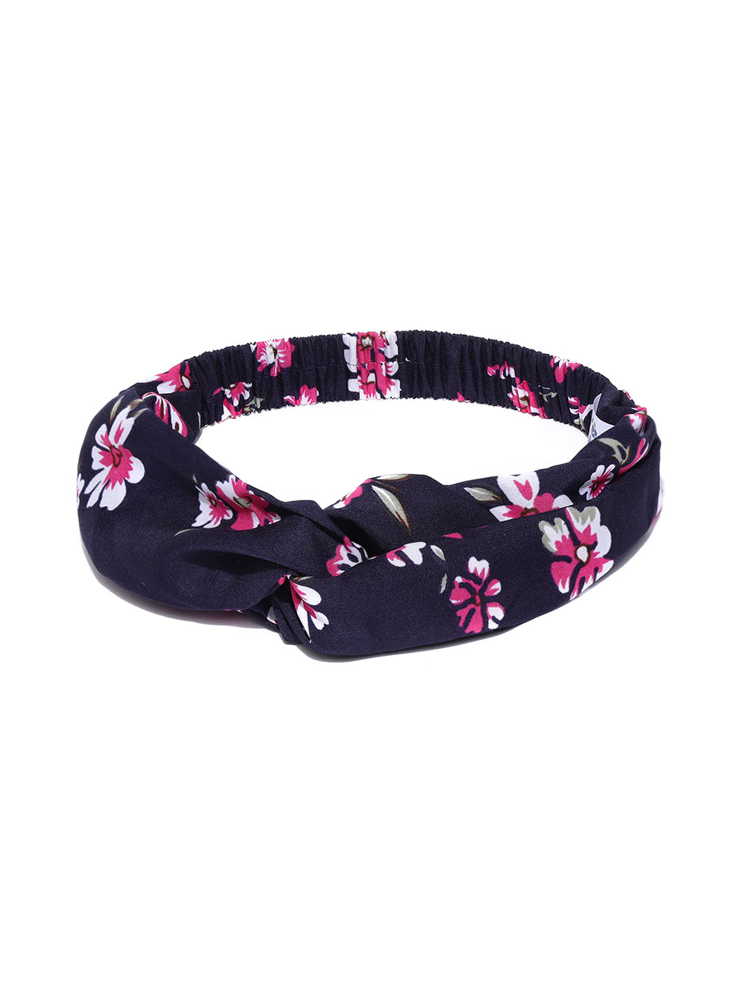 Blueberry black colour floral print knoted hairband