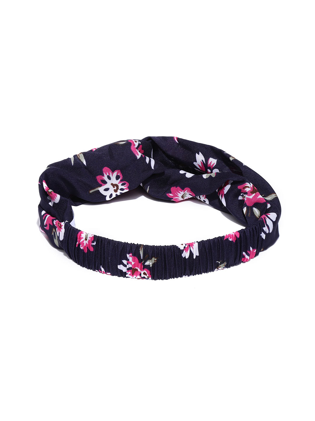 Blueberry black colour floral print knoted hairband