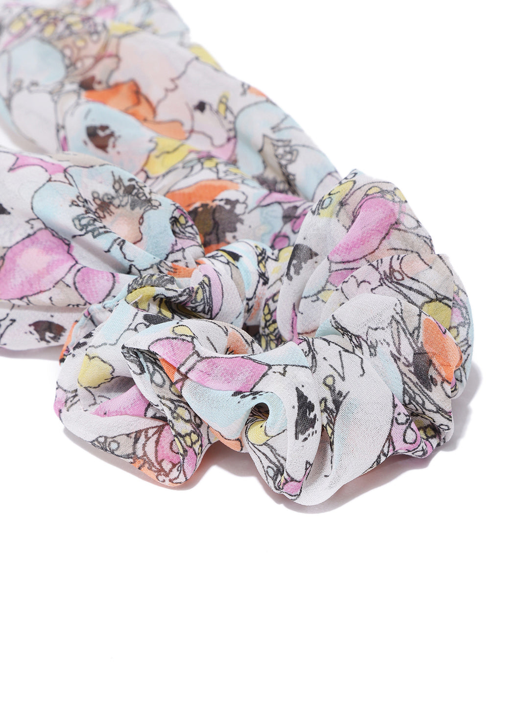 Blueberry multi color floral printed scrunchie