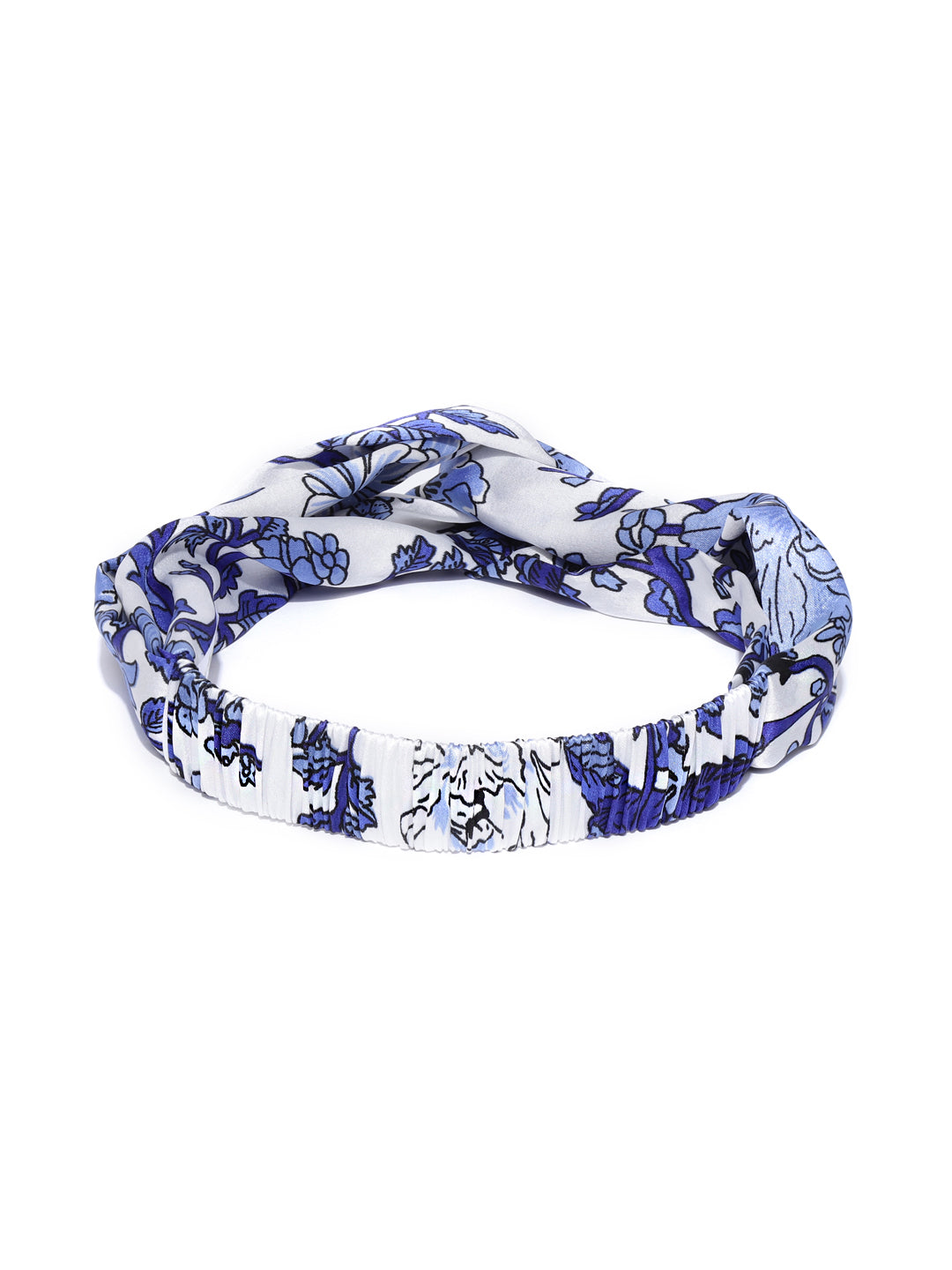 Blueberry blue floral knot detailing white hair band