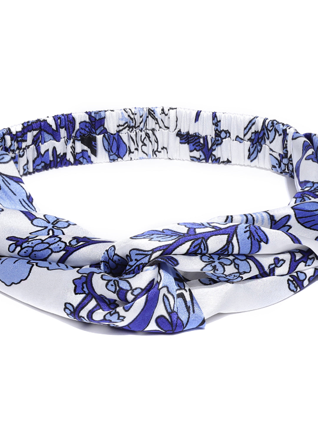 Blueberry blue floral knot detailing white hair band