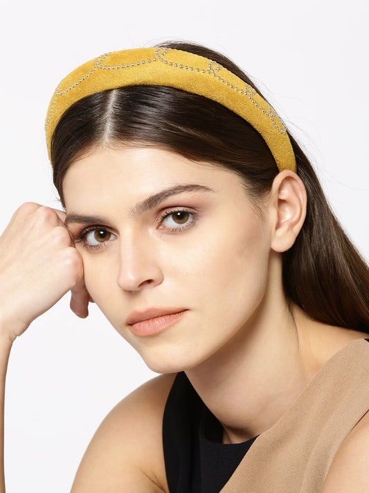 Blueberry yellow colour beaded detailing hairband