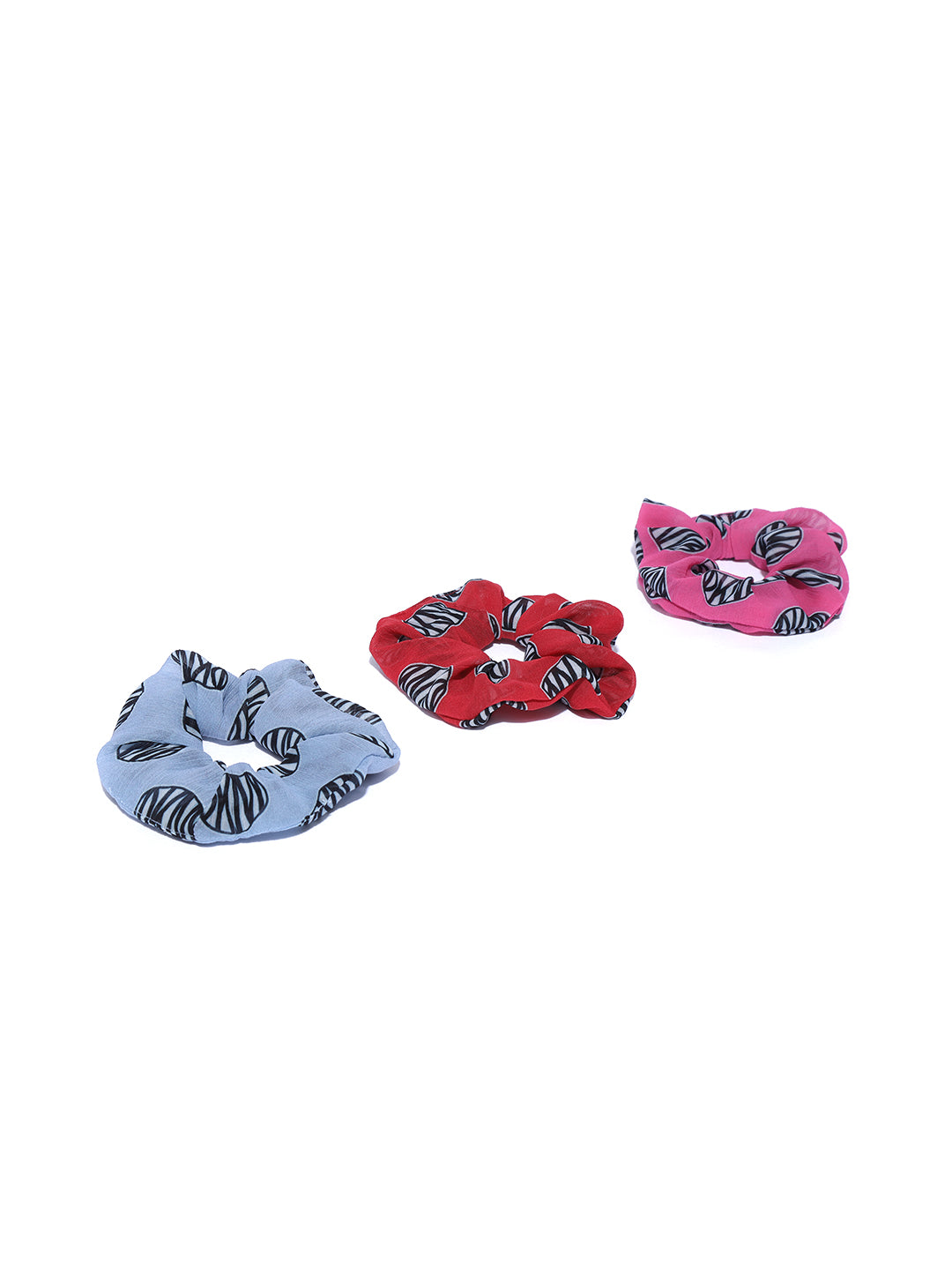 Blueberry set of 3 multi printed scrunchies