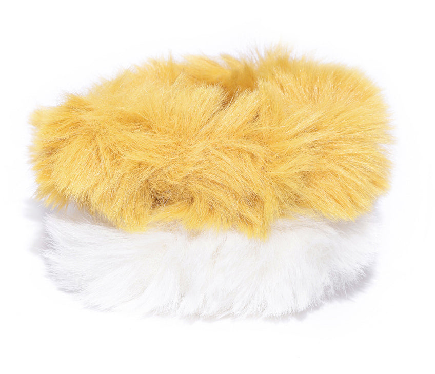 Blueberry set of 2 white and yellow faux fur scrunchie