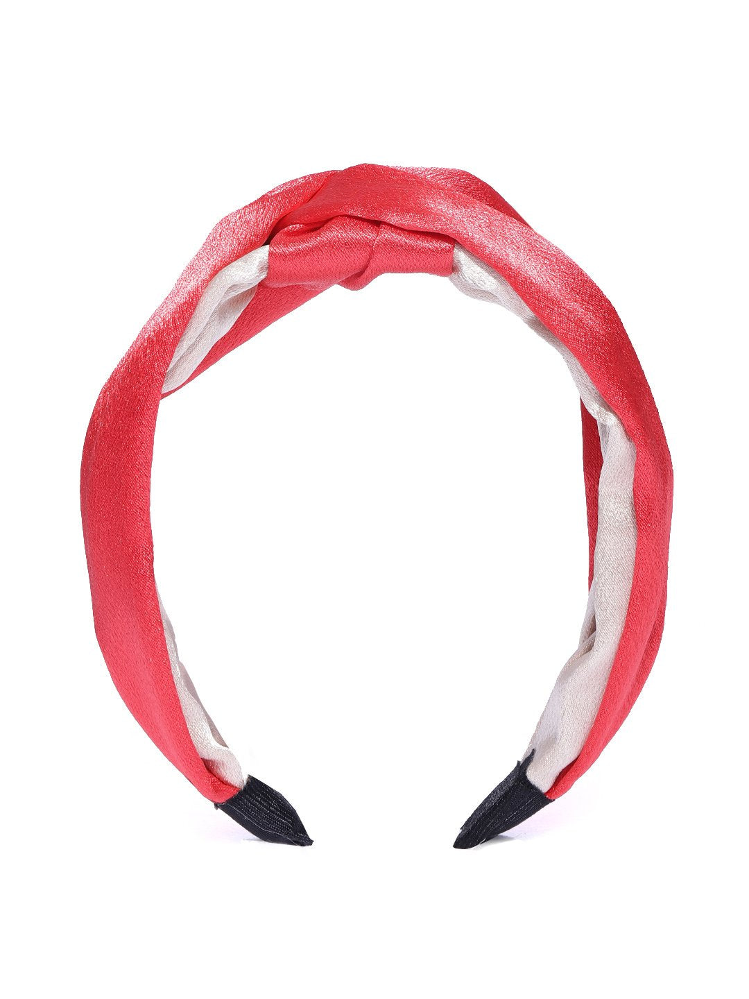 Blueberry red and beige double tone knot hairband