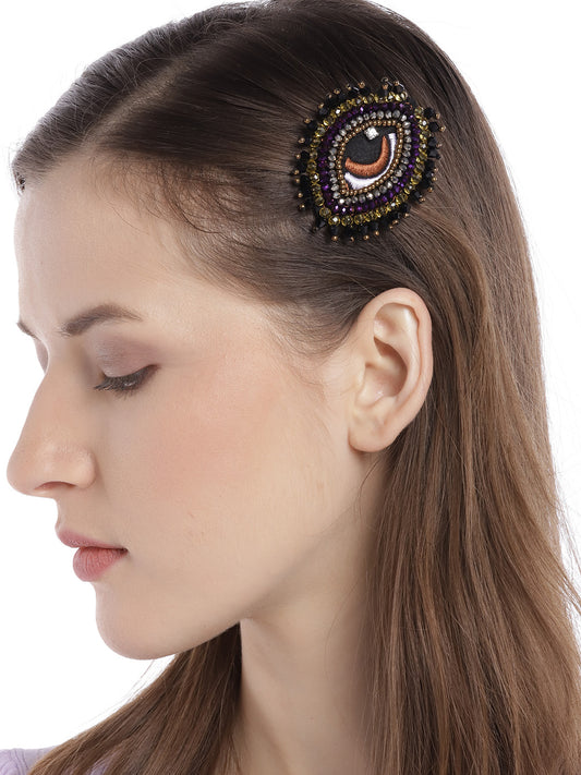 Blueberry embellished Eye hair clip
