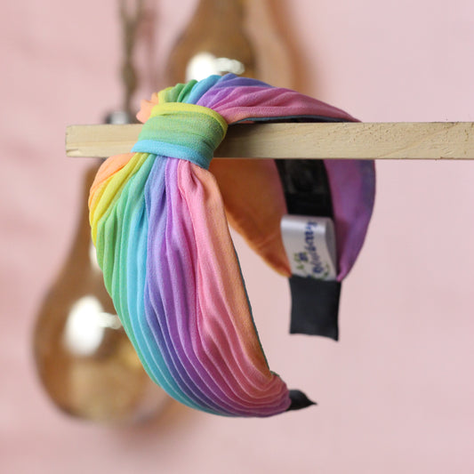 Blueberry rainbow colour printed pretty knot hairband