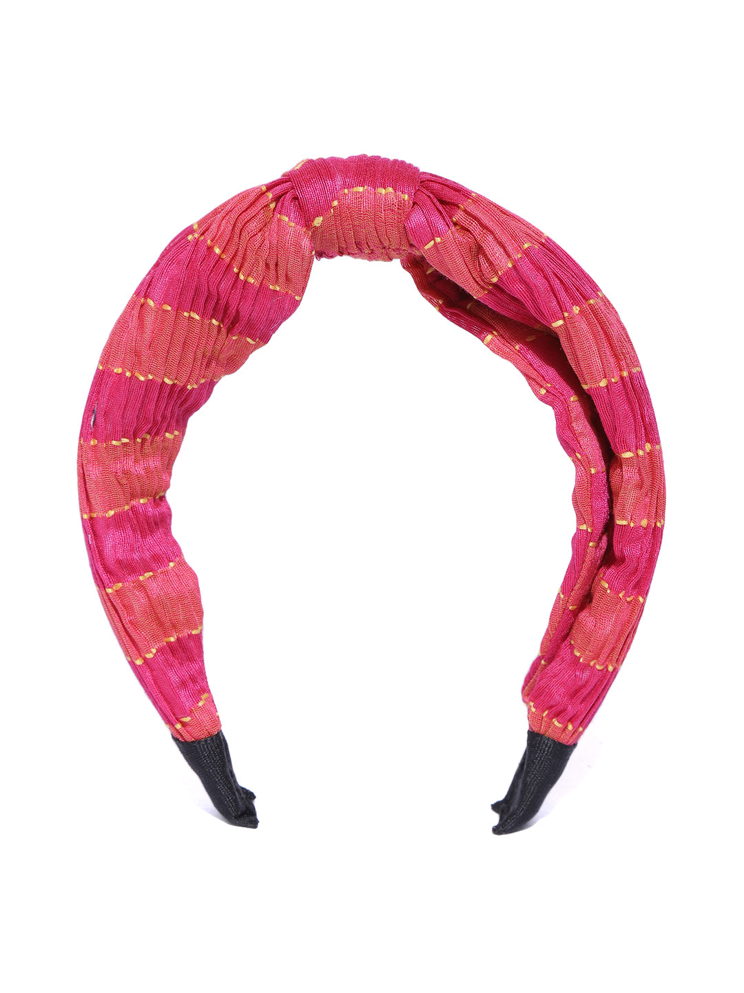 Blueberry pink & coral pleated knot hairband
