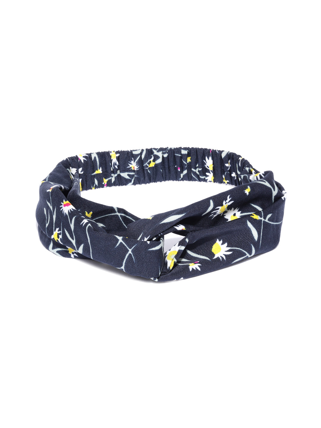 Blueberry floral print knot navy blue hairband