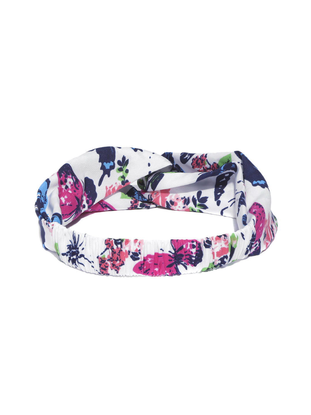 Blueberry multi floral printed white knot hairband