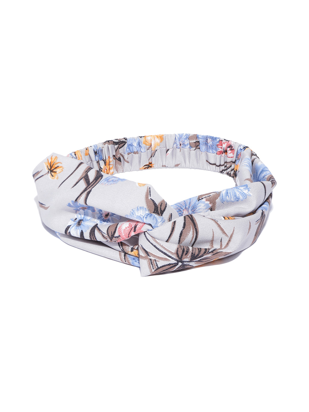 Blueberry multi floral printed grey knot hairband
