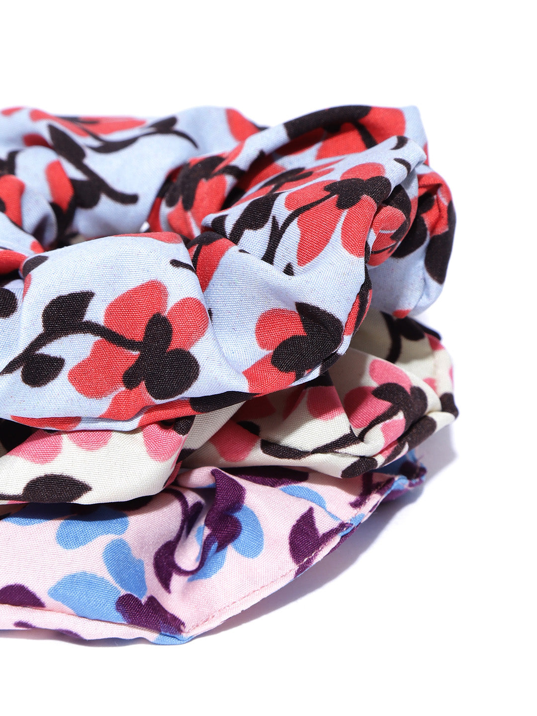 Blueberry set of 3 multi floral printed pretty scrunchies
