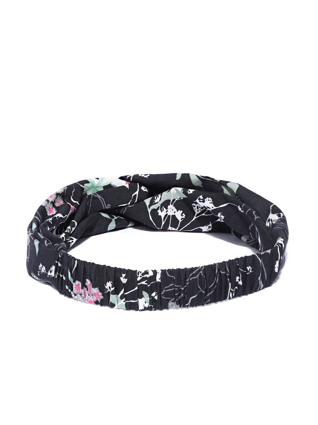 Blueberry multi floral printed black knot hairband