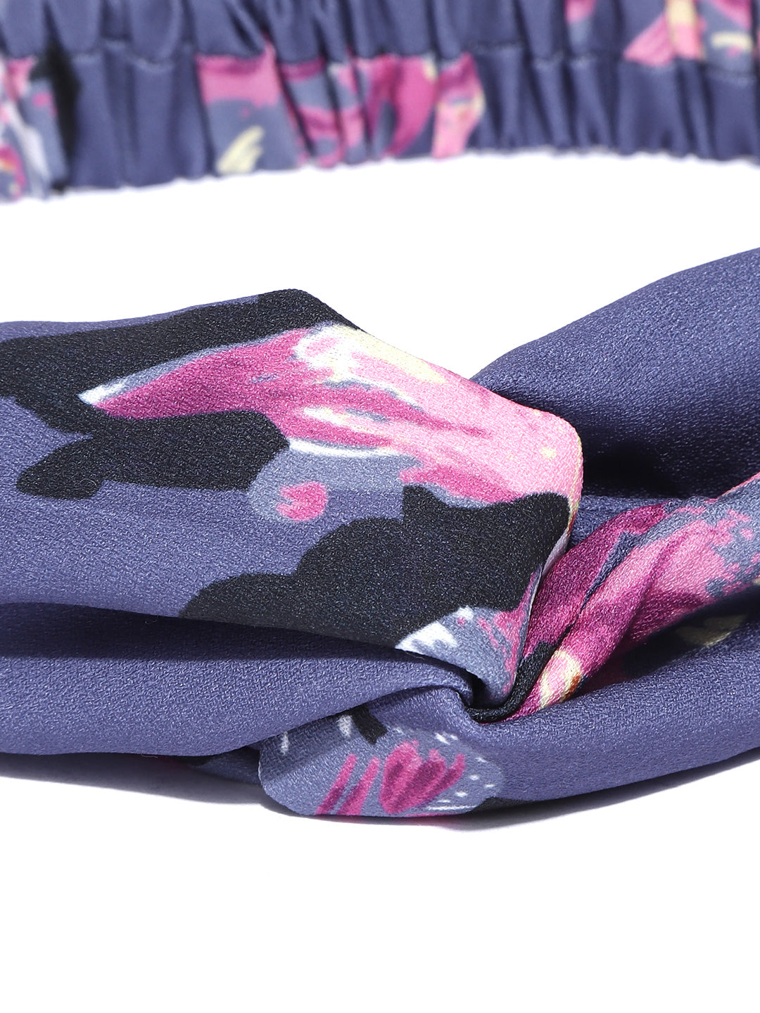 Blueberry multi floral printed blue knot hairband