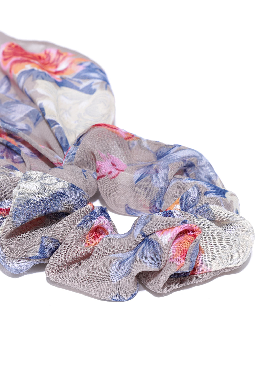 Blueberry multi floral printed ruffle scrunchie