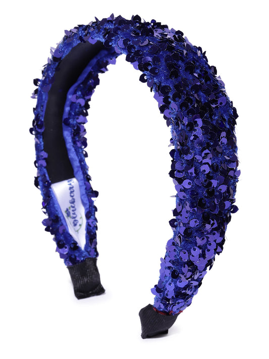 Blueberry blue sequence embellished royal blue hairband