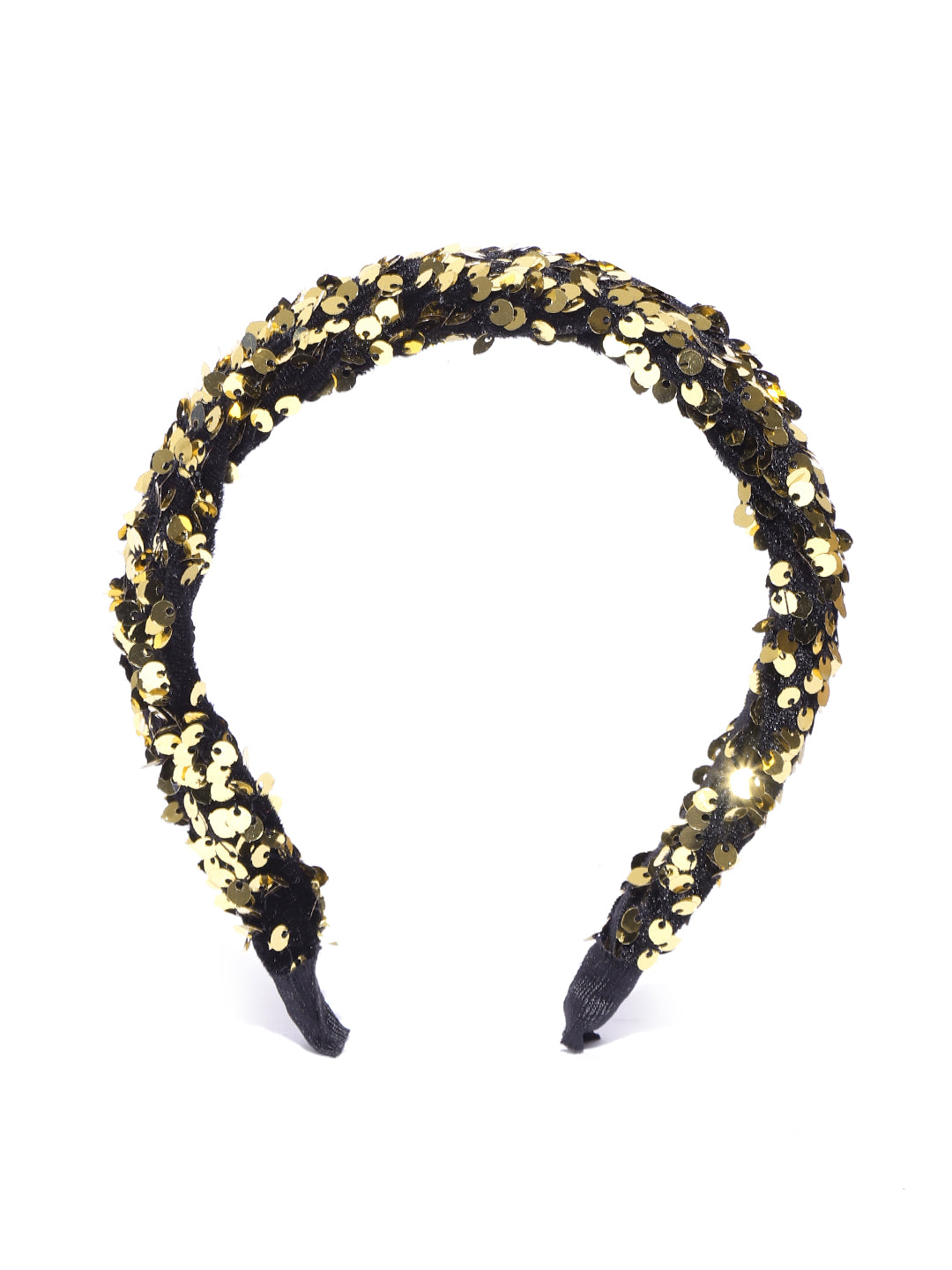 Blueberry golden sequence enmbellished black hairband